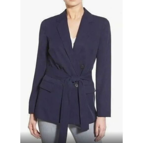 1.STATE Navy Double Breasted Belted Blazer Size M NWT $159 - Picture 3 of 16